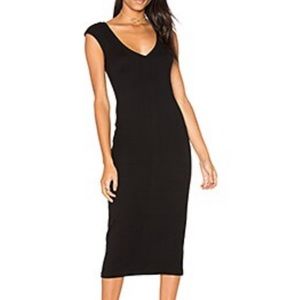 James Perse 3 L/12 black ribbed long sweater dress